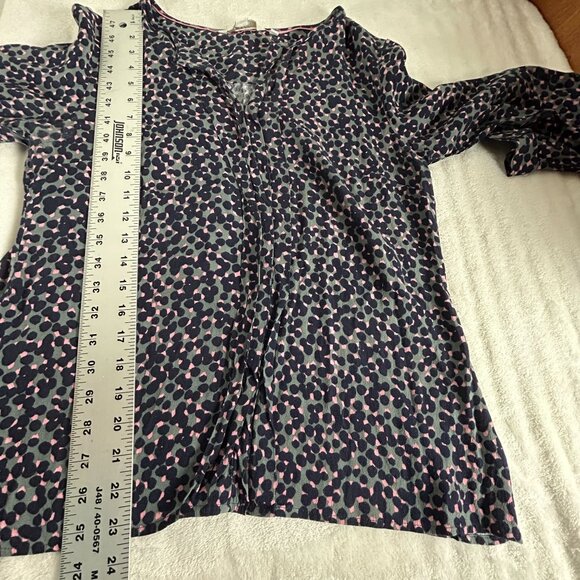 Boden Women's Floral Print Pleat Front Long Sleeve Blouse Top Size 10 Gray Blue - Picture 10 of 10